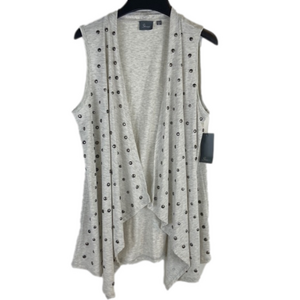 NEW Strazzi Light Heather Gray Studded Vest Wrap Women’s Size Medium